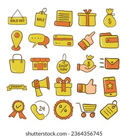 Ecommerce online shopping icon set, e-commerce online shop icon collection