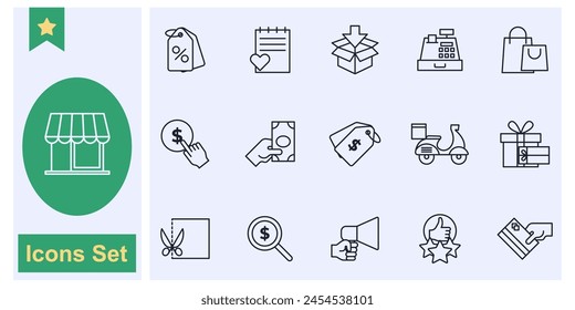 e-commerce online shopping icon set symbol collection, logo isolated vector illustration