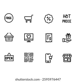 E-commerce online shopping icon set