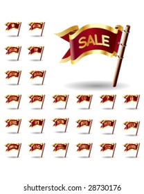 E-commerce or online shopping icon set on royal vector flag buttons - good for print, web, advertising, and promotion