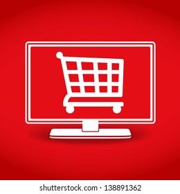 E-Commerce, online shopping icon, vector eps10 illustration