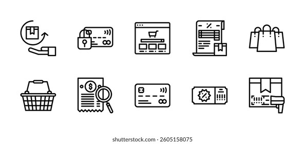 ecommerce online shopping icons. outline minimal style icon set