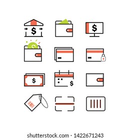 e-commerce online shopping icons set, thin line