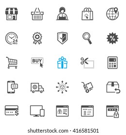 E-Commerce and online shopping icons with White Background