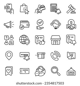 e-commerce online shopping line icon set collection global online store element symbol vector template