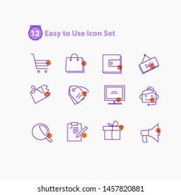 E-commerce, online shopping  - minimal thin line web icon.modern icon set Outline icons collection. Simple vector illustration. - Vector. buy, wallet, sale, discount, list, gift icon