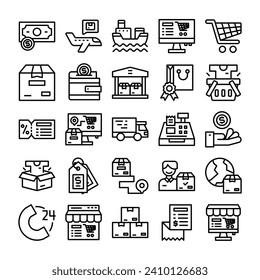 Ecommerce Online Shopping Outline Icon Design