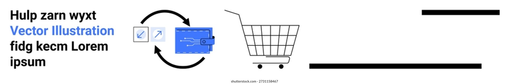 Comércio eletrônico, compras em linha, sistemas de pagamento, transações sem numerário, comércio digital, comportamento do consumidor. Cartão de crédito com setas apontando para o carrinho de compras. Conceito de comércio eletrônico e compras online