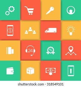 E-commerce, online shopping, payments web icons pack, vector illustration