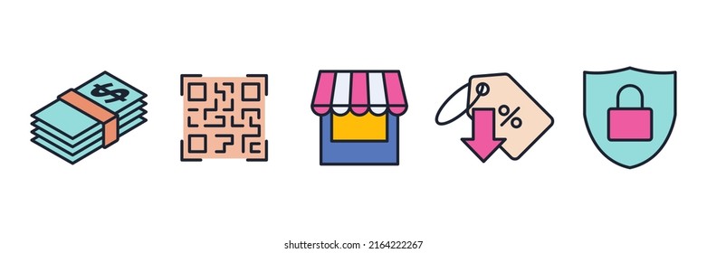 E-commerce, online shopping set icon symbol template for graphic and web design collection logo vector illustration