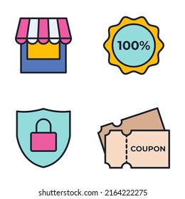 E-commerce, online shopping set icon symbol template for graphic and web design collection logo vector illustration