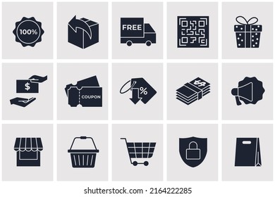 E-commerce, online shopping set icon symbol template for graphic and web design collection logo vector illustration