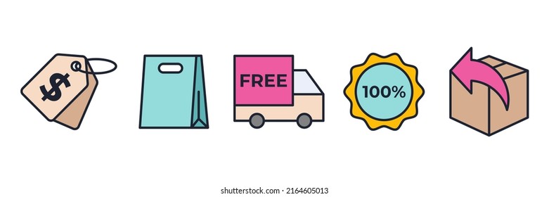 E-commerce, online shopping set icon symbol template for graphic and web design collection logo vector illustration