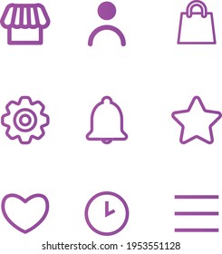 e-commerce online shopping ui ux line gradient 9 icons set