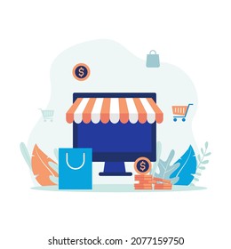 E-commerce and online shopping vector illustration. Flat design suitable for many purposes.