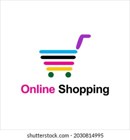 e-commerce Diseño del logotipo de vectores de compras en línea.