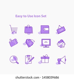 E-commerce, online shoppings icom- minimal thin line web icon set. Outline and solid icons collection. Simple vector illustration. - Vector. purple icon,