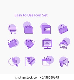 E-commerce, online shoppings icom- minimal thin line web icon set. Outline and solid icons collection. Simple vector illustration. - Vector. purple icon,