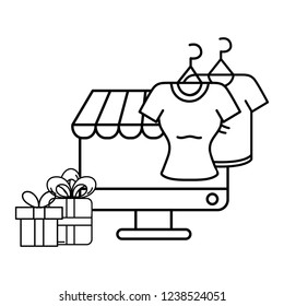 ecommerce online store cartoon