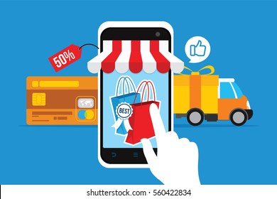 Ecommerce Online Store Concept With Mobile Smartphone