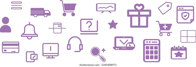 E-commerce Online Web Shopping vector art icon sheet
