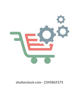 E-commerce Optimization Flat Colorful Icon Isolate On White Background Vector Illustration | Seo Icons