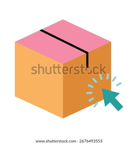 E-commerce Order and Delivery Icon with Package and Click Cursor