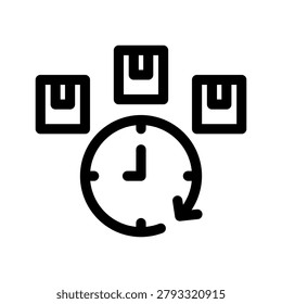 E-commerce order history timeline with clock and shopping bags