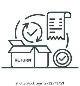 Icono de logística de devolución y entrega de pedidos de comercio electrónico - Reembolso y verificación del paquete