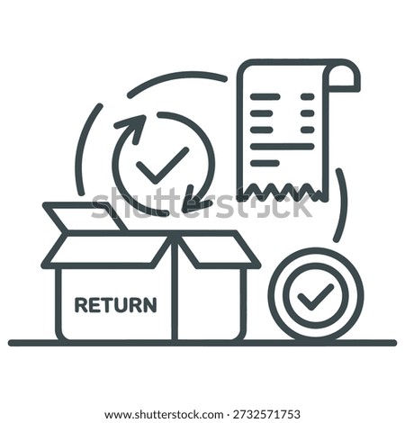 E-commerce Order Return and Delivery Logistics Icon - Package Refund and Verification