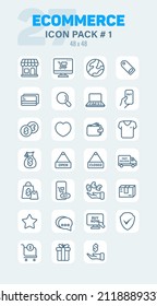 Ecommerce Outline Icon Pack #1, Lineal Ecommerce Vector Icons Set