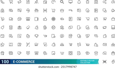E-commerce outline icon set, online shopping and delivery elements - minimal thin line web icon set. Outline icons collection. editabale stroke icons.
