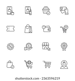 Icono conjunto de iconos de esquema de comercio electrónico ilustración vectorial