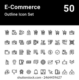 E-Commerce Outline Icon Set Vector