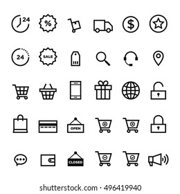 E-commerce outline icon set vector illustration