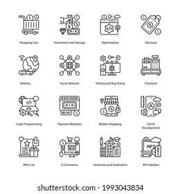 E-Commerce Outline Icons - Stroked, Vectors