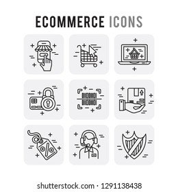 Ecommerce Outline Set Icons Thin Style Pictogram Minimalist