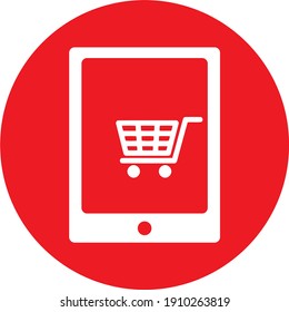 E-commerce. Outline web icon.red Color mark. Sign for the shop.