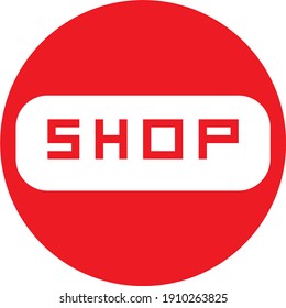 E-Commerce. Umriss Web-Icon.red Color-Markierung. Melden Sie sich für den Laden an.