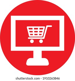 E-commerce. Outline web icon.red Color mark. Sign for the shop.