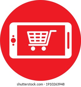 E-commerce. Outline web icon.red Color mark. Sign for the shop.