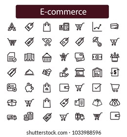 E-commerce. Outline web icons set, e-commerce icons set