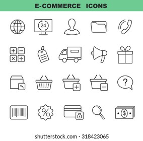 E-commerce. Outline web icons set
