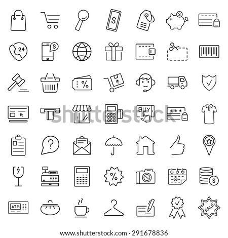 E-commerce. Outline web icons set