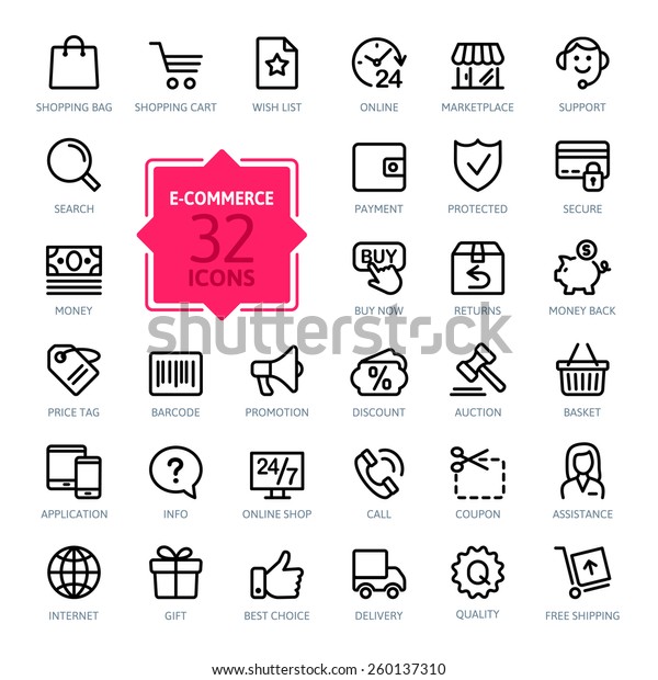 E-commerce. Outline web icons set
