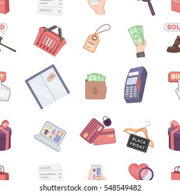 E-commerce pattern icons in cartoon style. Big collection of e-commerce vector illustration symbol.