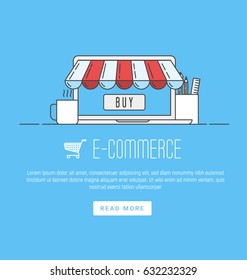 E-commerce, pay online and online shopping concept. Infographic concept with place for text