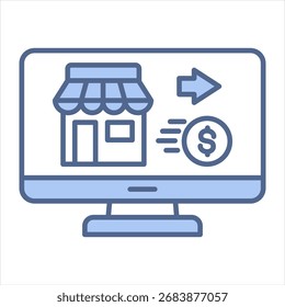 Pago de comercio electrónico Blue Icon Ilustración vectorial