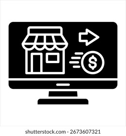 E-Commerce Payment Glyph Icon Vector Illustration