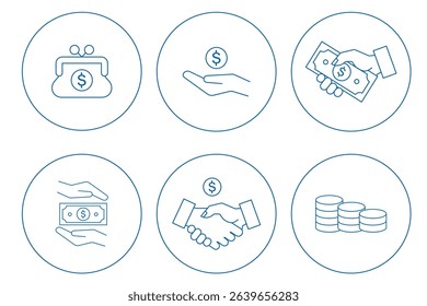 E-commerce and Payment Vector Graphics . money icon set. containing cash, saving, wallet, transfer, withdraw icons. 